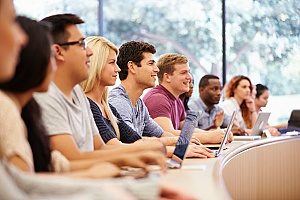 a college classroom where over half of the students have a 529 college savings plan so they are not overwhelmed with student loans in the future