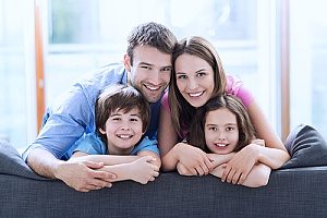 a young family of four that have recently spoke to financial consultants about a potential life insurance policy just in case something were to happen to one of the parents