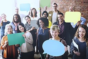 a team of employees at a small business who just recently signed up for retirement plans with financial consultants