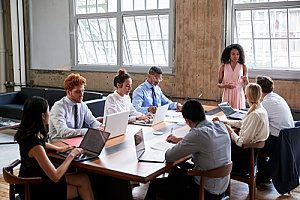 an office that has benefitted from financial consulting since the employees are now equipped with retirement plans for their futures